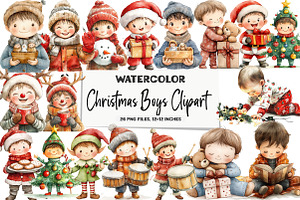 Christmas Boys Clipart, an Illustration by DreamArtGraphic
