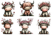 whimsical spring highland cow clipar, an Illustration by Designworld (Thumbnail 5 of 5)