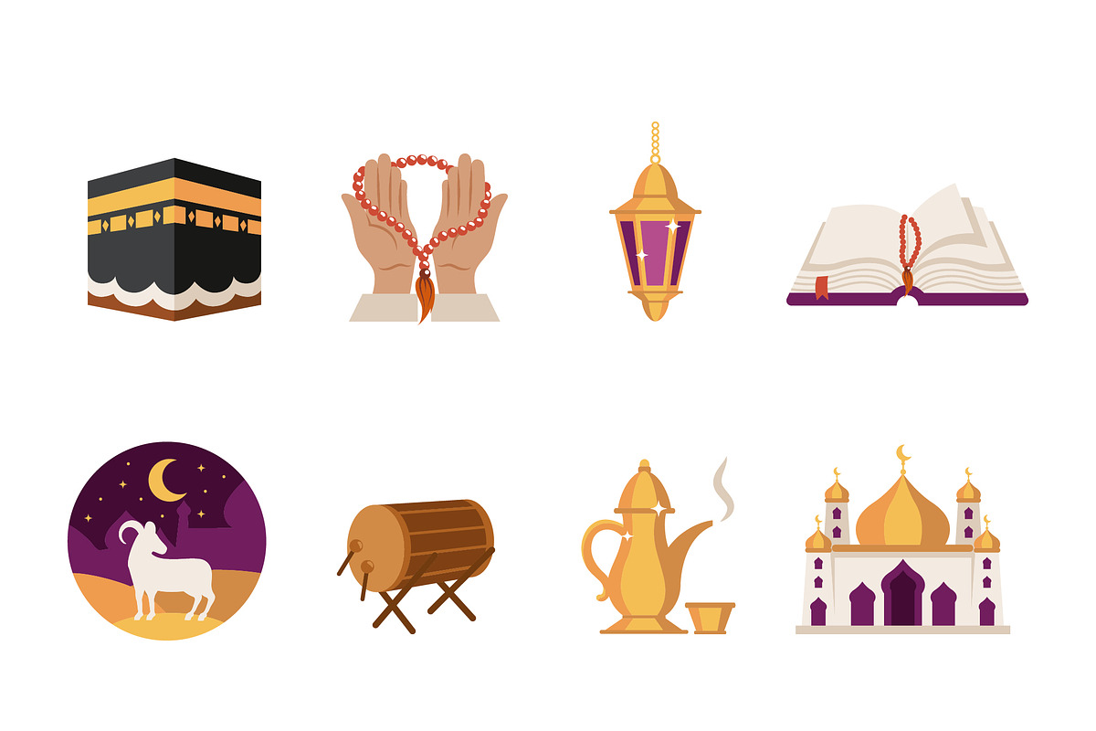 Umrah Symbols Illustration Set