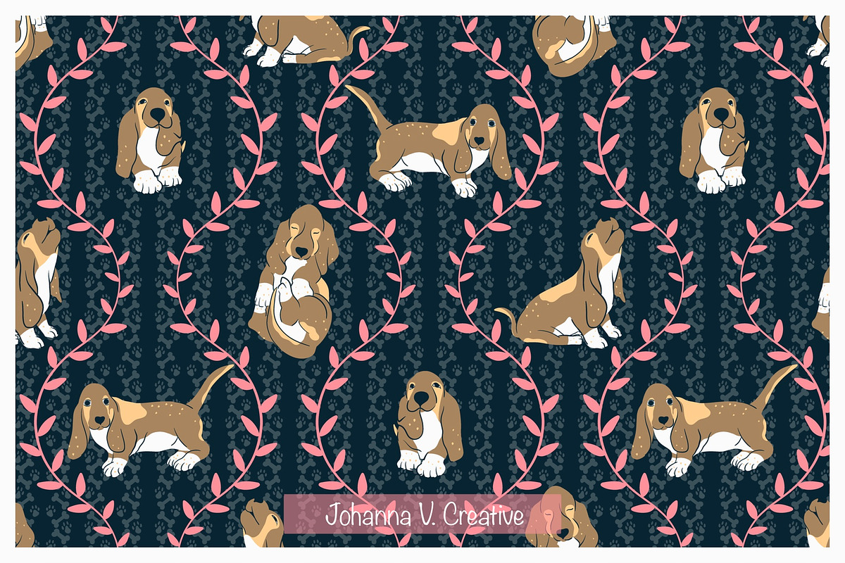 Cute Dog and Paw Print Patterns, an Illustration by Johanna V. Creative (Photo 2 of 4)
