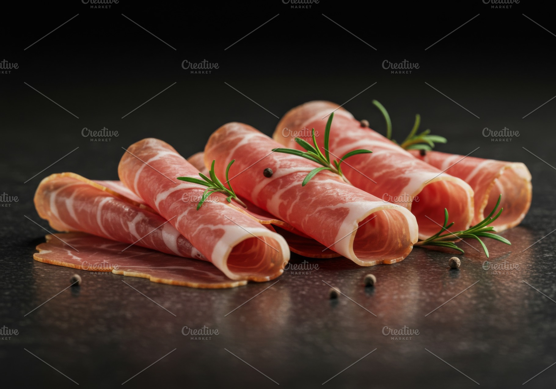Rolled slices of prosciutto, a Food & Drink Photo by professorinc