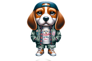 Streetwear Beagle PNG Set