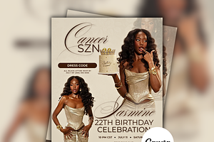Cancer SZN Birthday Invitation Flyer