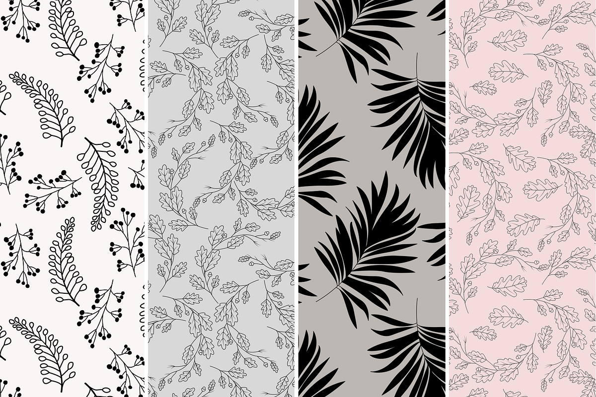 16 Seamless Leafy Vector Patterns, a Pattern Graphic by Pixavics