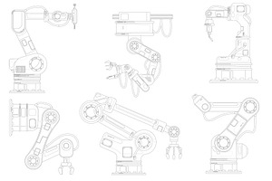 Industrial robotic arm set. Isolated, a Technology Illustration by studioworkstock