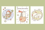 Kawaii Space Cats Bundle, an Animal Illustration by Mariia Kovalchuk (Thumbnail 5 of 17)