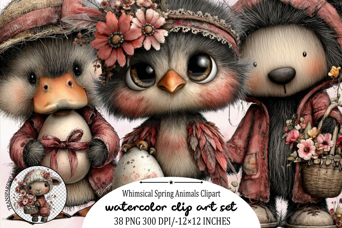Whimsical Spring Animals Clipart Bun, an Illustration by SVGArt (Photo 1 of 7)