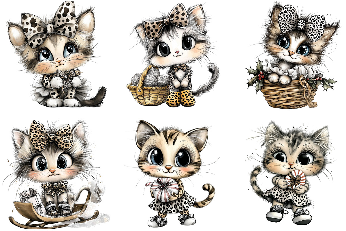 Leopard print cat clipart, an Illustration by DreamArtGraphic (Photo 3 of 5)