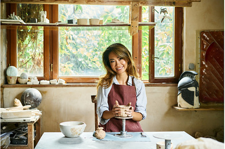 Female artist sculpts crafts with, an Arts & Entertainment Photo by Gladkov photography