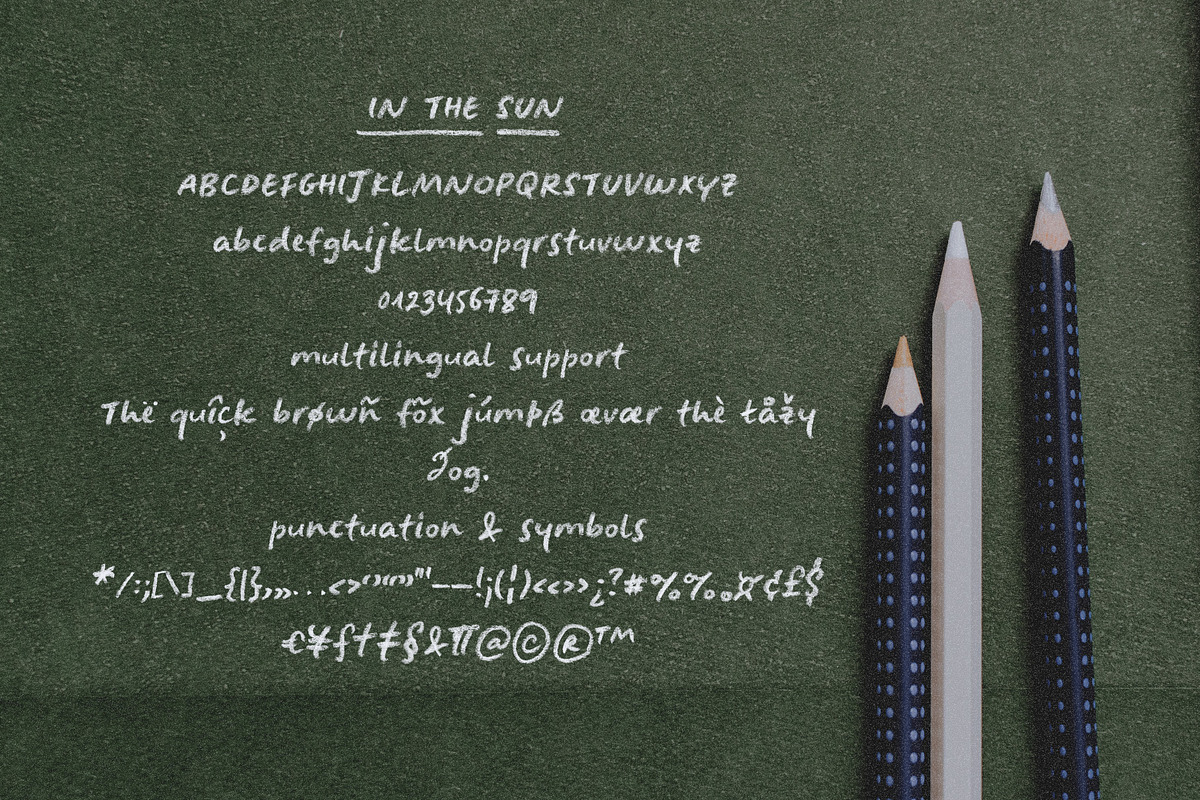 In The Sun handwritten SVG font, a Script Font by Ana's Fonts (Photo 4 of 11)