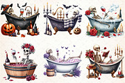 Skeleton Drinking Wine Clipart PNG, an Illustration by Libby Wishes (Thumbnail 2 of 5)