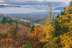 Morning fog on country foothills above Opir and Stryi rivers, an, a Nature Photo by YuriyB