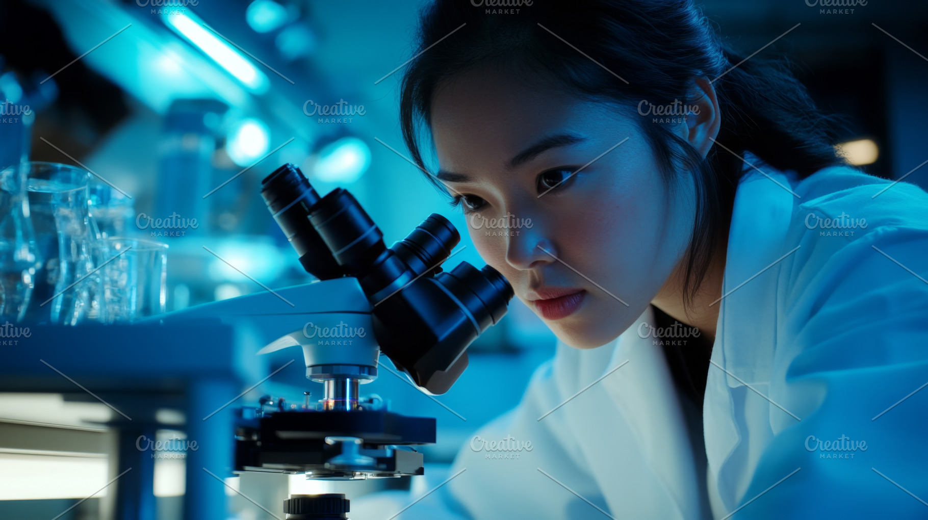 Focused Female Scientist in a High-Tech Laboratory, an Abstract Photo by Natalia Klenova's Shop