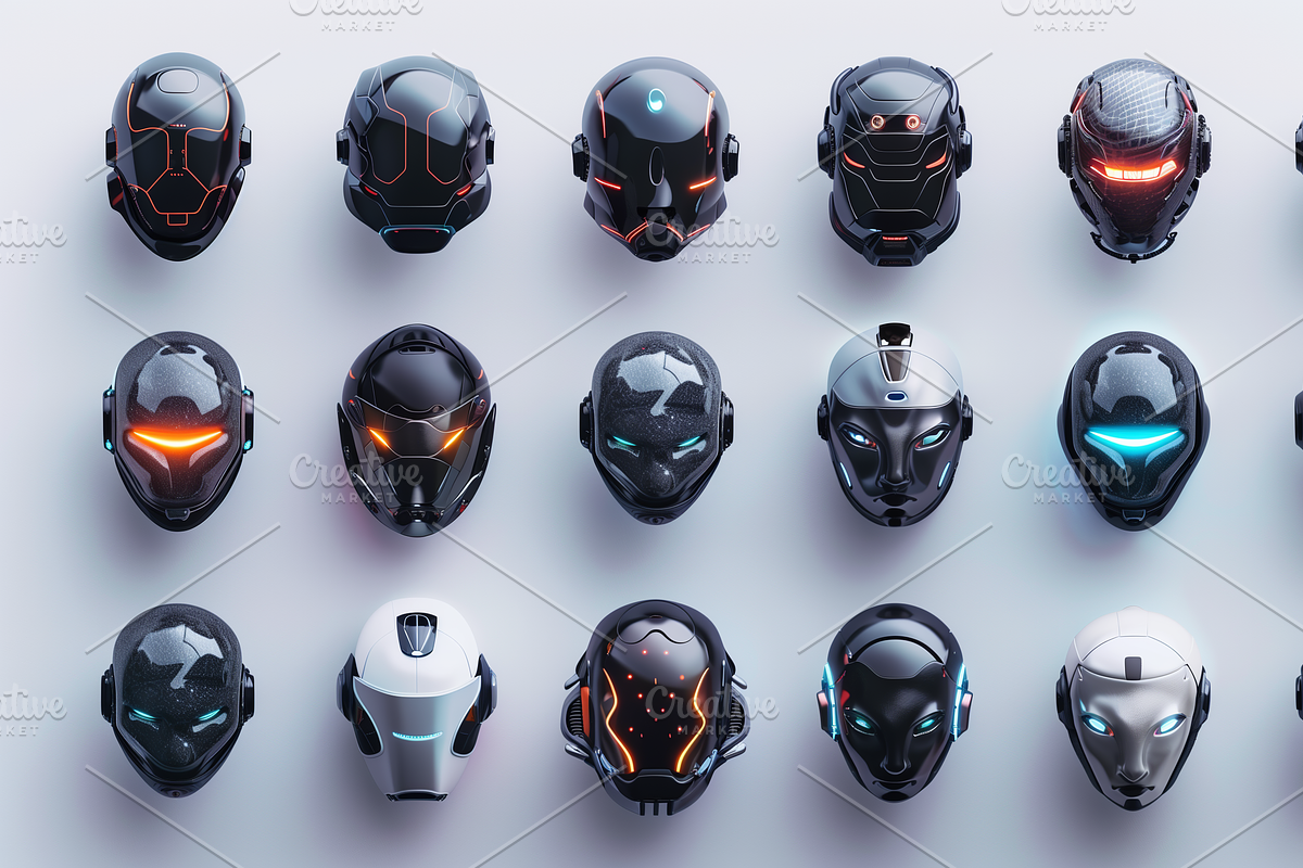 Robot Heads, a Technology Illustration by WebDancer