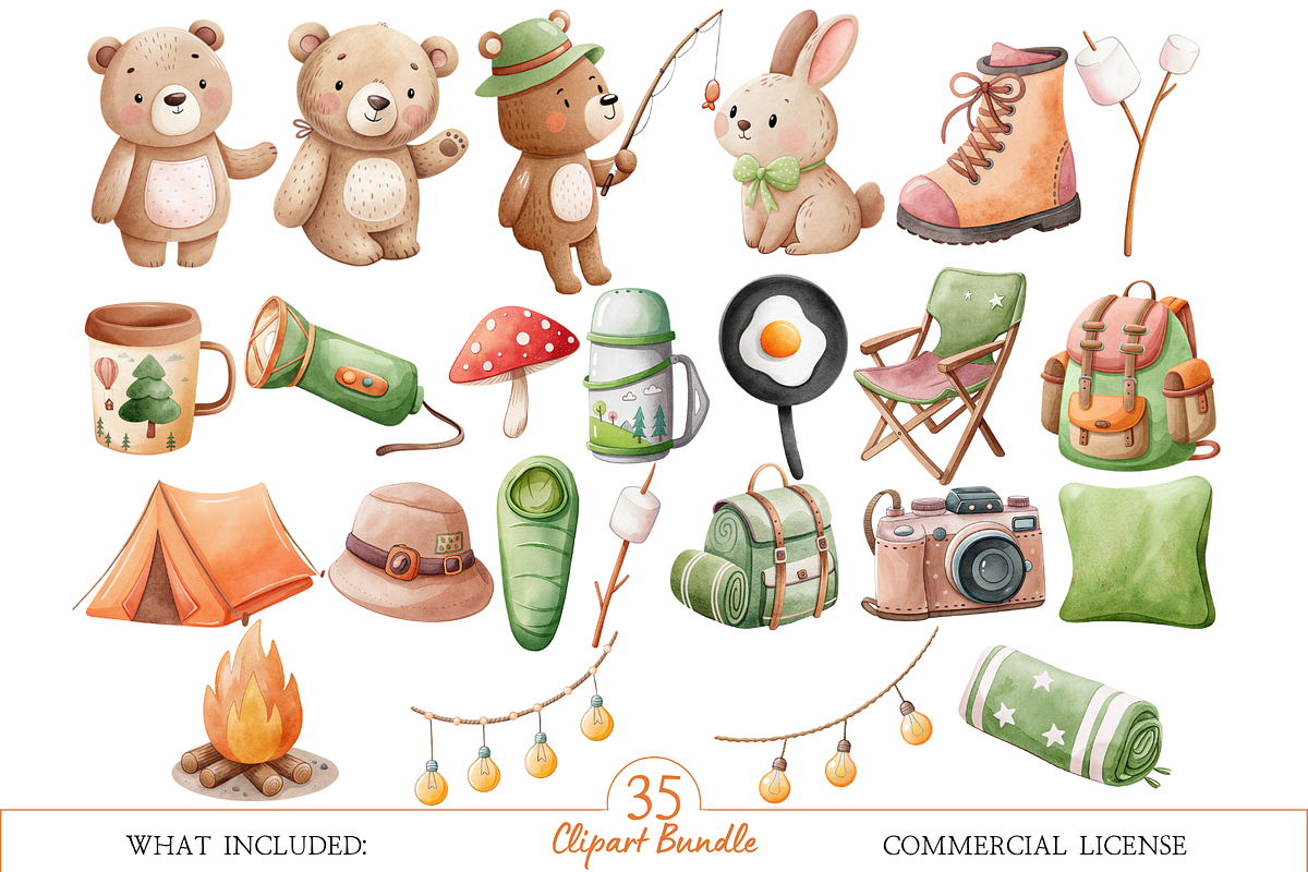 Retro Summer Camp Adventure PNG Set, an Illustration by MockupWizard (Photo 3 of 5)