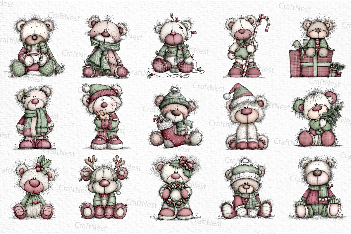 Whimsical Christmas Teddy Bear PNG, an Illustration by Craft Nest (Photo 6 of 6)