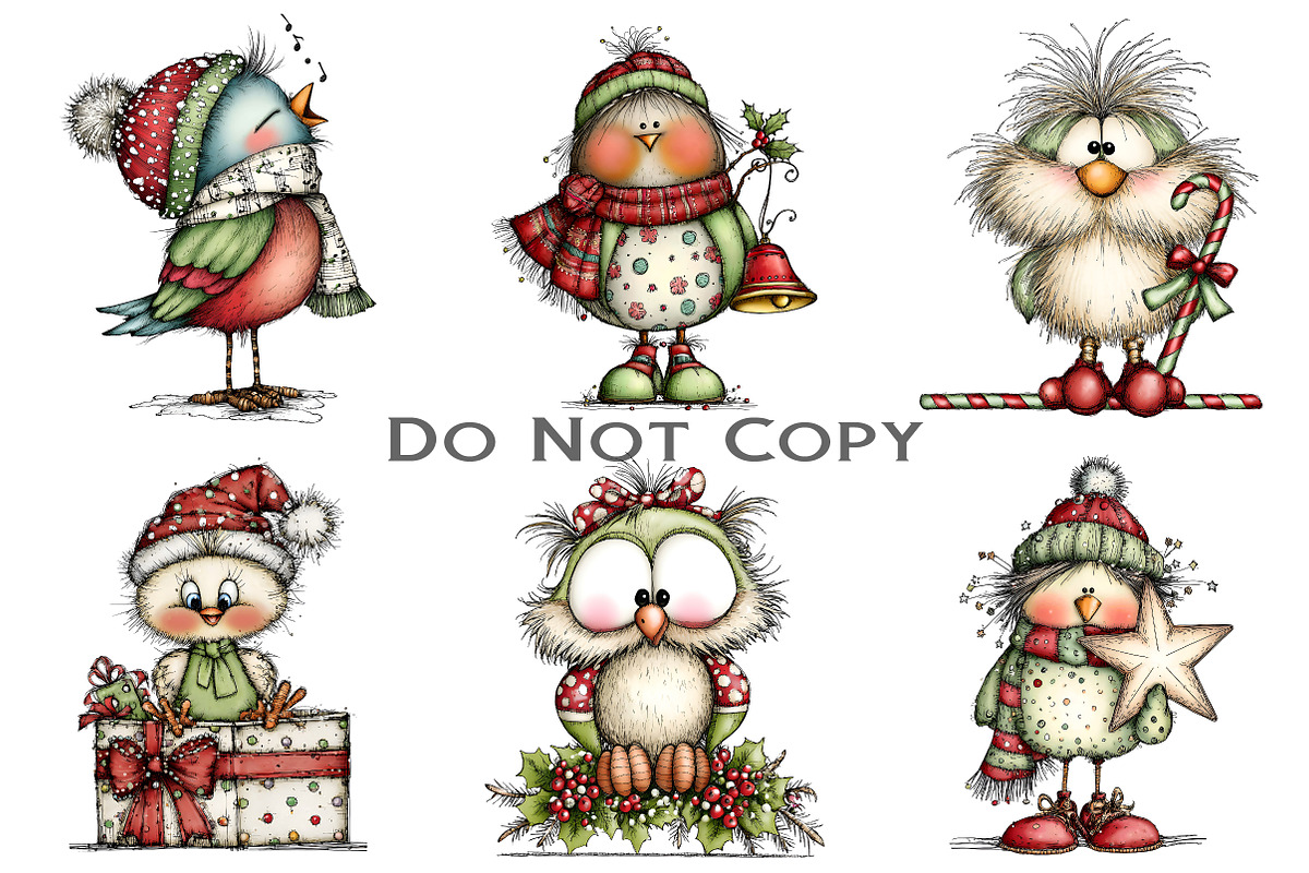 Whimsical Fluffy Christmas Birds, an Illustration by Craft Nest (Photo 8 of 9)