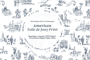 American Toile de Jouy Print, a Background Graphic by Hughes Studio