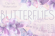 Butterflies watercolor clip art, an Object Graphic by NATASHA CHU (Thumbnail 1 of 7)