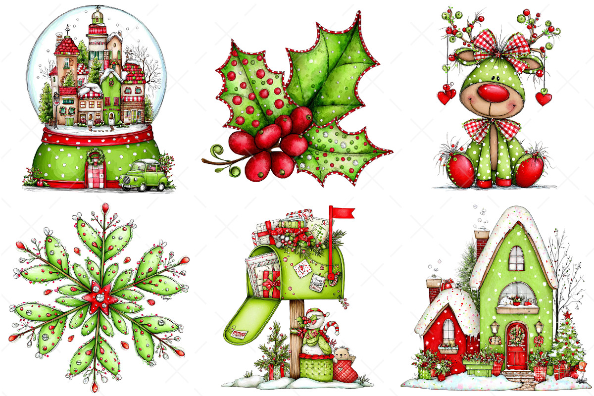 Green Christmas Clipart Png, an Illustration by Craft Nest (Photo 3 of 11)