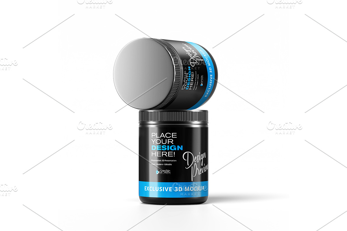 Plastic Jar with Screw Cap Mockup, a Packaging Mockup by artBit Design Studio (Photo 5 of 10)