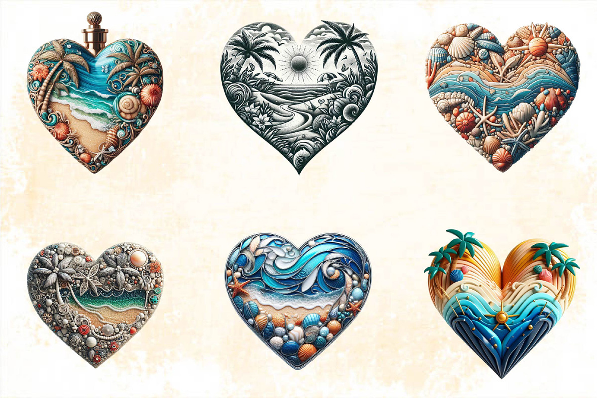 Beach Heart  Clipart Bundle, an Illustration by SVGArt (Photo 8 of 8)