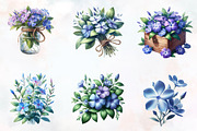 Periwinkle Flower Watercolor Clipart, an Illustration by RobertsArt (Thumbnail 4 of 7)