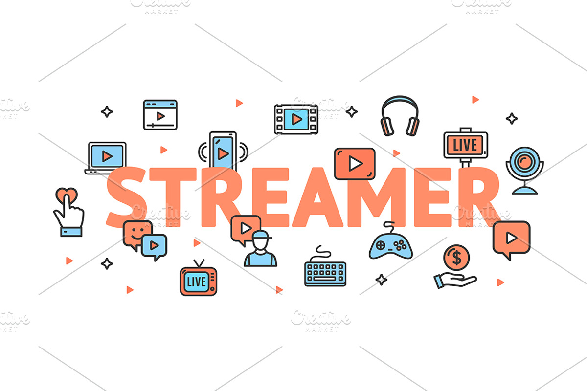 Live Streaming Concept with Icons., an Object Illustration by Vector and Templates (Photo 1 of 2)