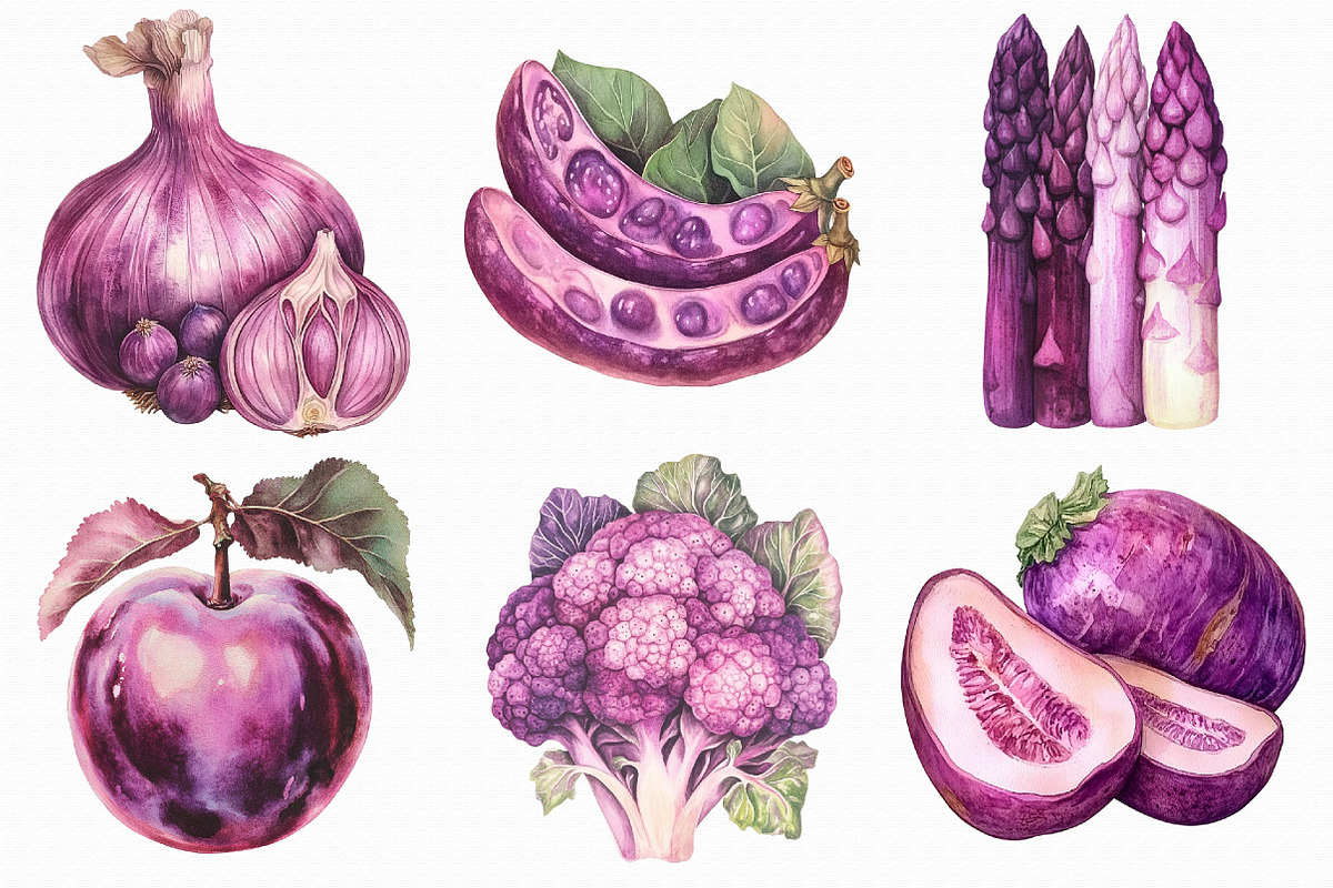 Violet Fruit And Vegetables Clipart, an Illustration by Libby Wishes (Photo 6 of 6)