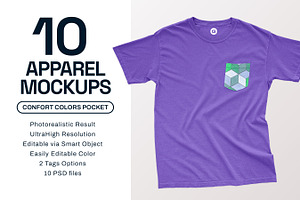 Comfort Colors Pocket Tee Mockups, a Shirt Mockup by GraphicHero