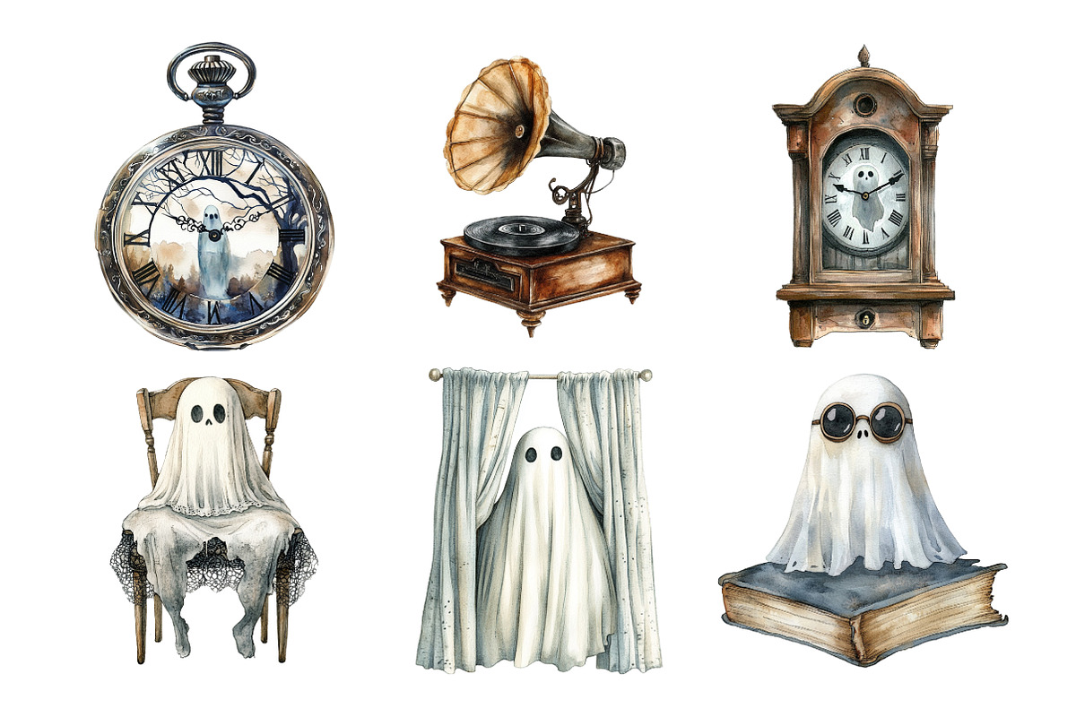 Antique Halloween Ghost Clipart, an Illustration by Daily.Designs (Photo 3 of 5)