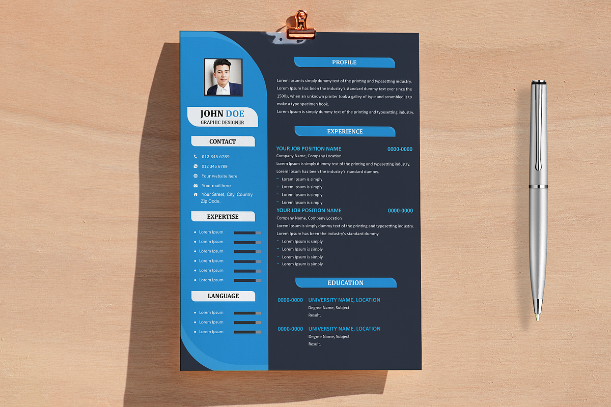 Modern Resume/CV Template, a Resume Template by Annudesign (Photo 6 of 6)