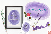 Watercolor Clipart Call me Purple, a Texture Graphic by LittleAcornGraphics (Thumbnail 5 of 9)