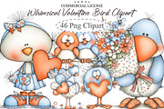 Whimsical Valentine Bird Clipart, an Illustration by designcity5 (Thumbnail 1 of 5)