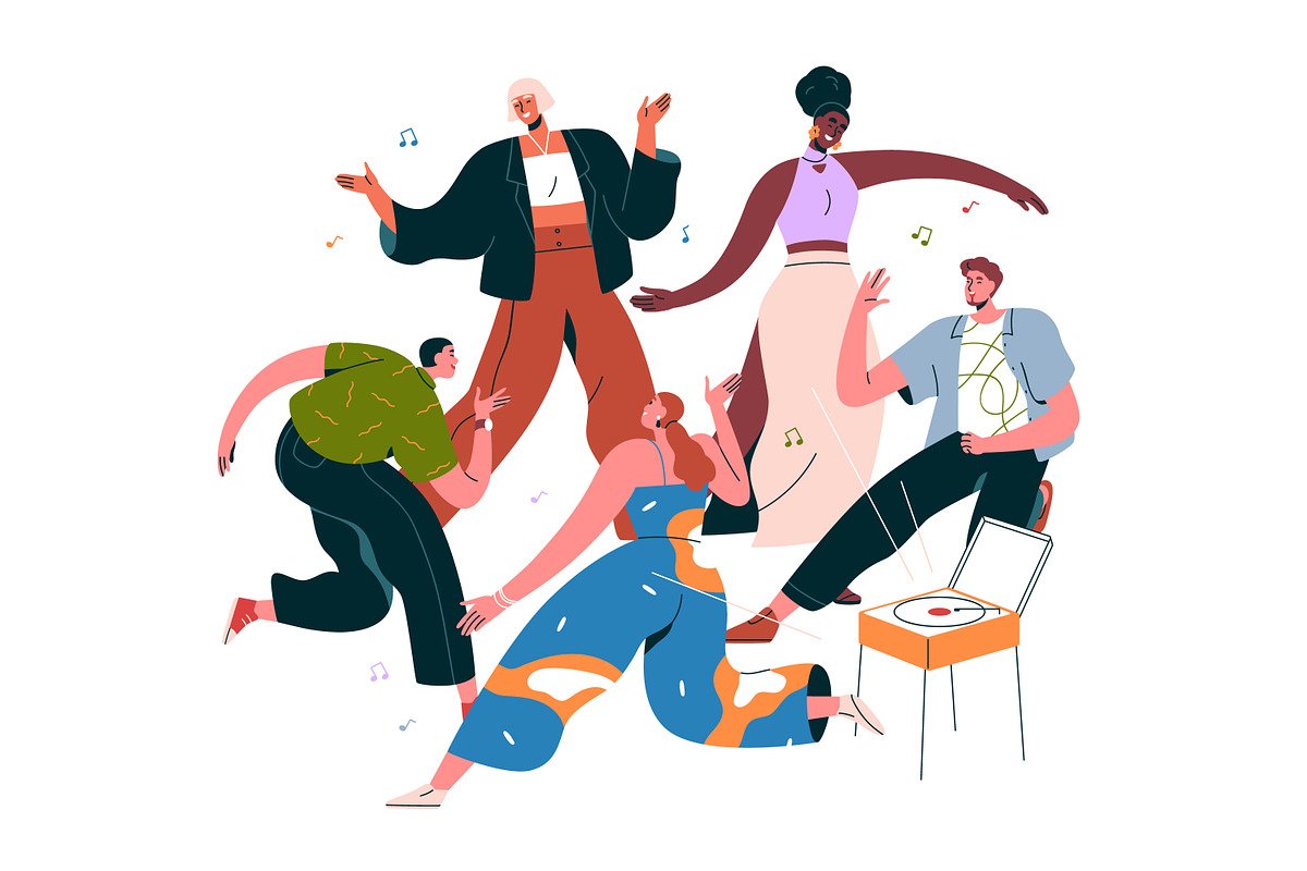 Happy people dancing at party set, a Person Illustration by Good Studio (Photo 8 of 14)