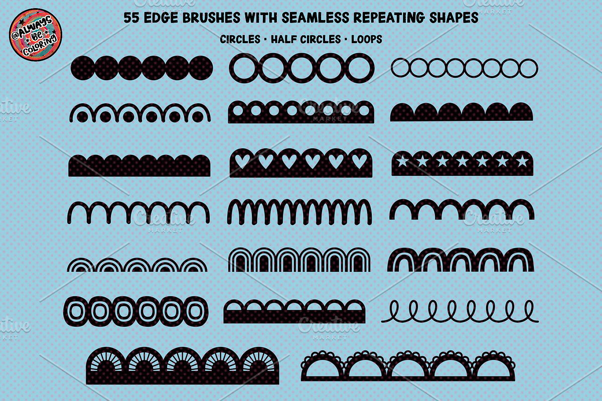 Procreate Scalloped Edge Brushes, a Brush Add-On by AlwaysBeColoring (Photo 3 of 14)