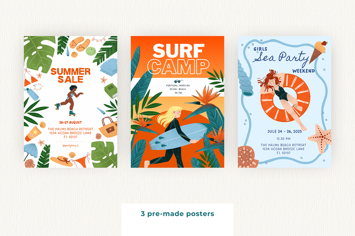 Summer Beach Clipart & Bikini Girls, a Person Illustration by Illustrations Lazarteva (Photo 9 of 12)