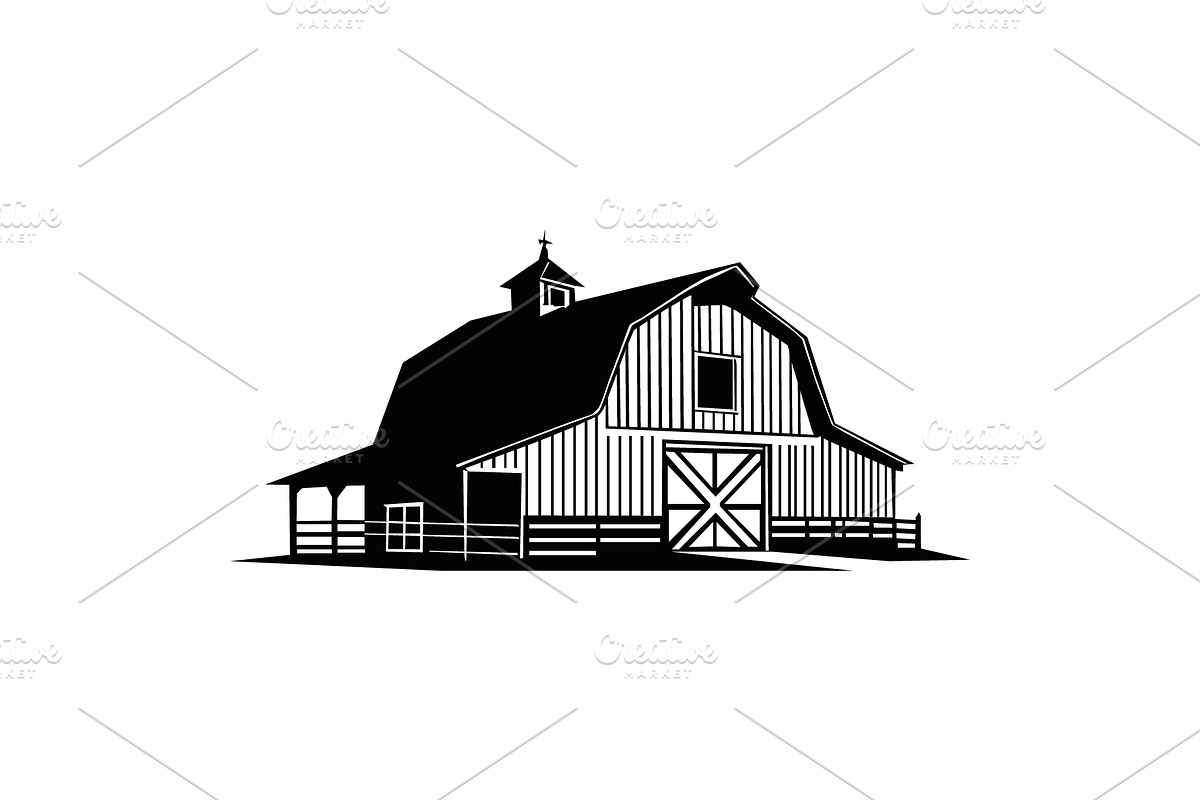 vintage barn house silhouette vector, an Object Graphic by e-artdesign (Photo 2 of 6)