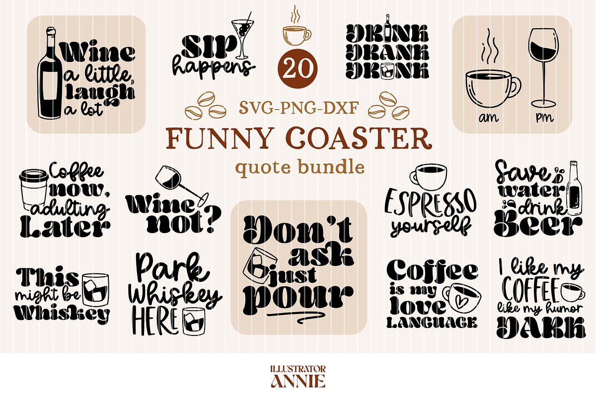 Funny Sarcistic Coaster SVG Bundle, an Object Graphic by IllustratorAnnie (Photo 1 of 8)