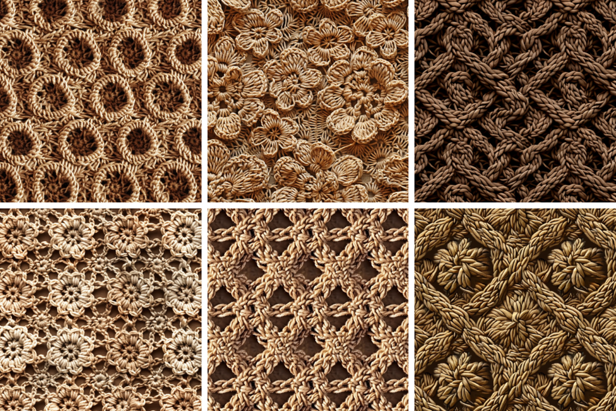 Brown Crochet Seamless Patterns, a Pattern Graphic by PrintablesByFranklyn (Photo 2 of 4)