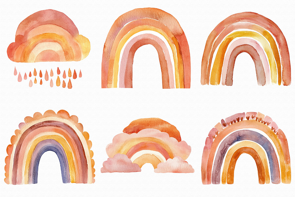 Watercolor Beige Rainbow Clipart, an Illustration by Libby Wishes (Photo 6 of 7)
