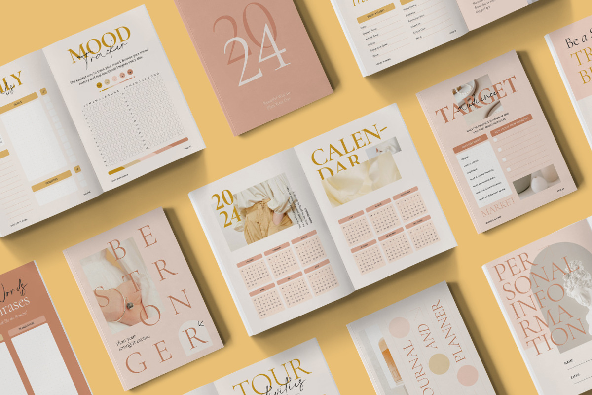 SALE 2024 Planner & Journal CANVA PS, a Magazine Template by Eviory (Photo 2 of 27)