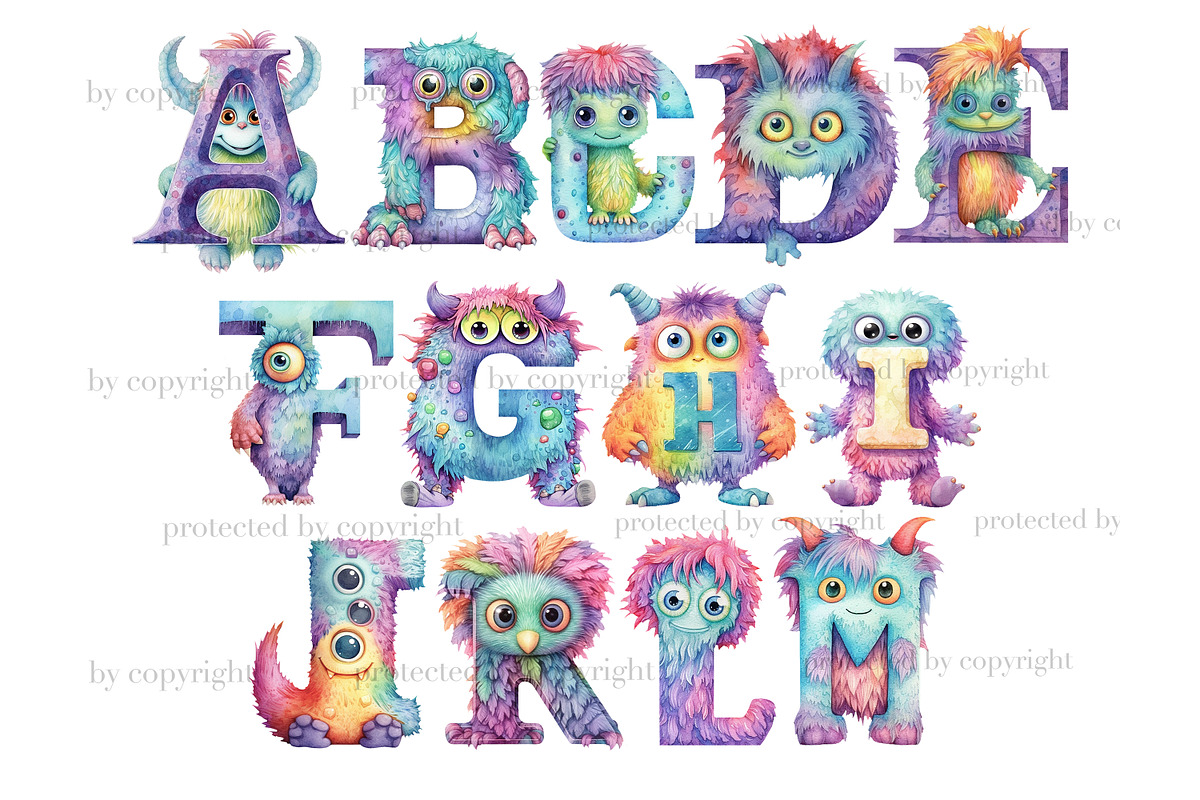 Monsters Alphabet | Cute Monsters, a Decorative Illustration by GlamArtZhanna (Photo 2 of 5)
