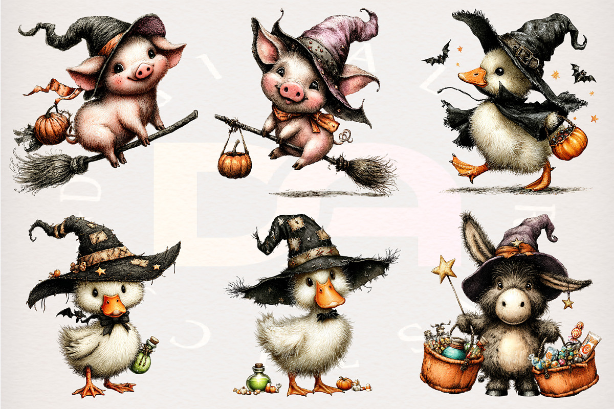 Whimsical Funny Halloween Animals, a Transportation Illustration by Digital Artistic99 (Photo 3 of 7)