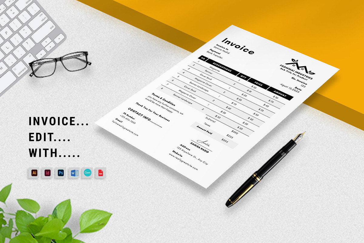 Invoice Template, a Stationery Template by MNT-Creator (Photo 1 of 3)
