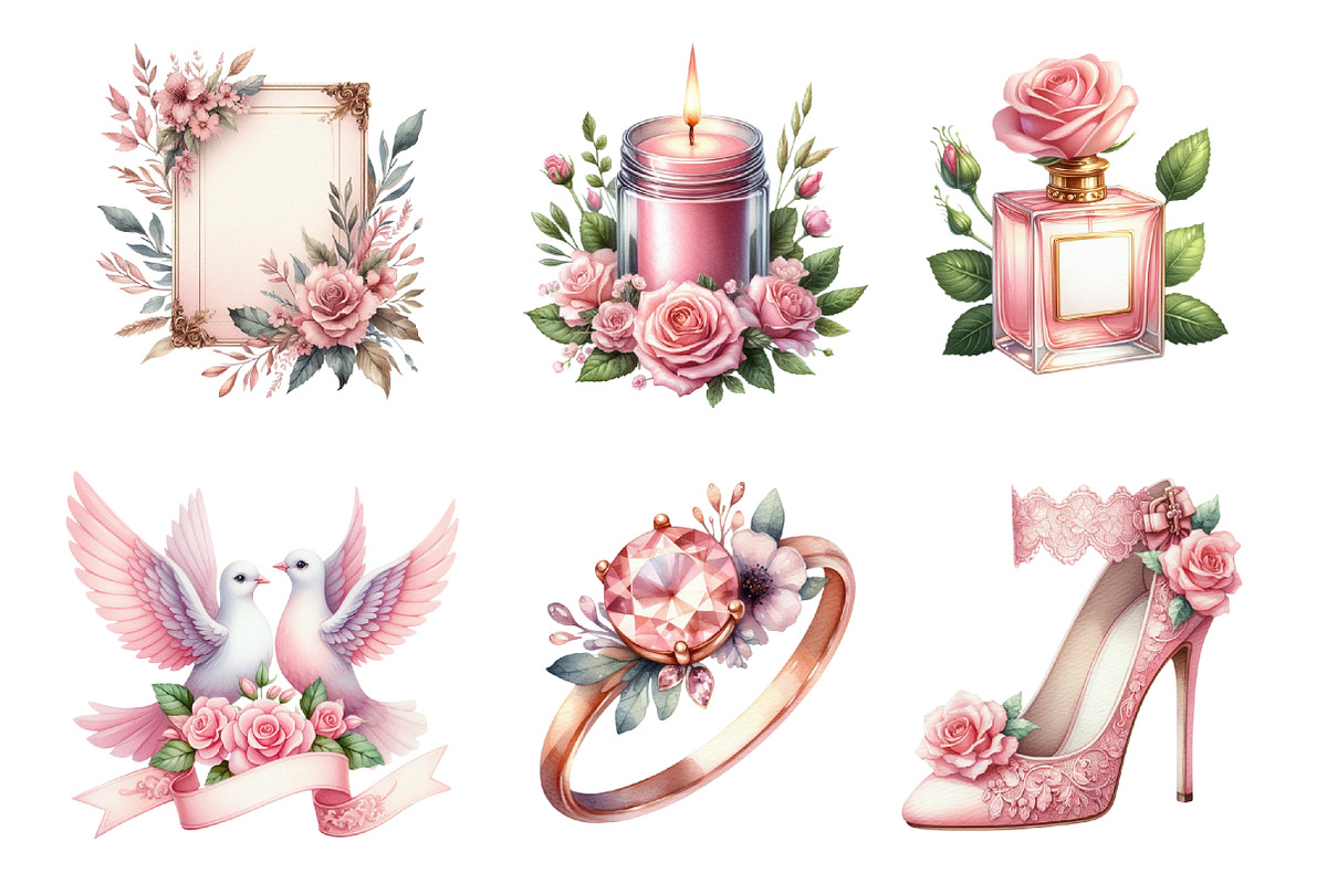 Romantic Pink Wedding PNG, an Illustration by SinaCreation (Photo 3 of 5)