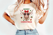 Funny Cow Merry Christmas PNG, an Illustration by Watercolor design (Thumbnail 3 of 3)