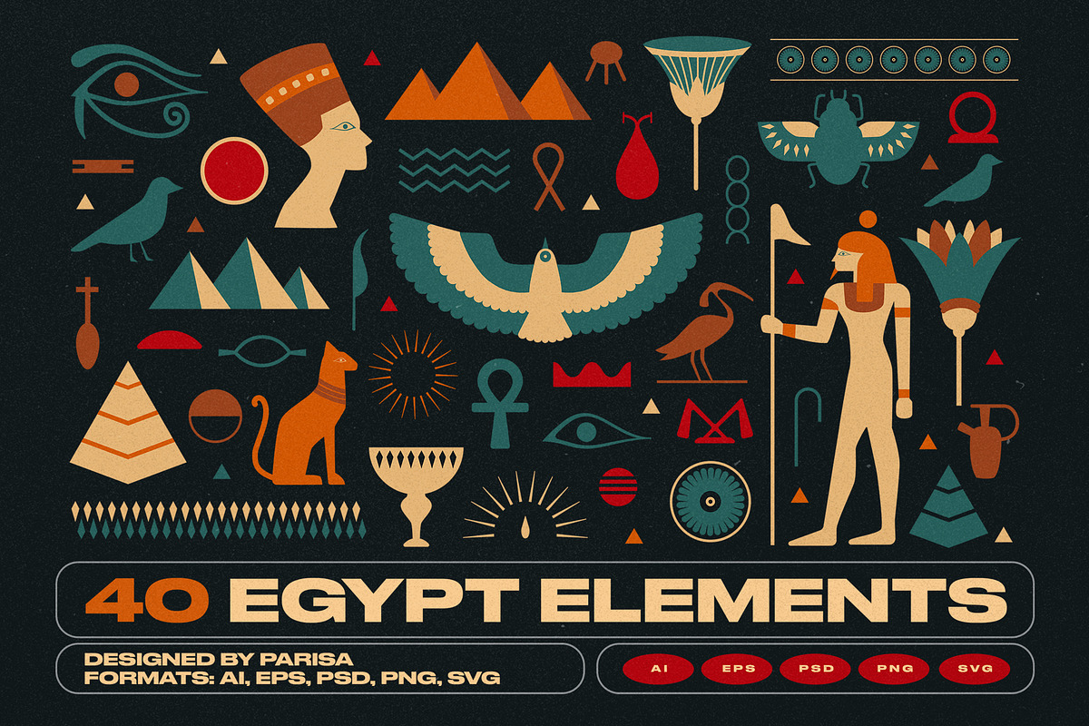 40 Egypt Elements, an Object Graphic by Parisa-Artstudio