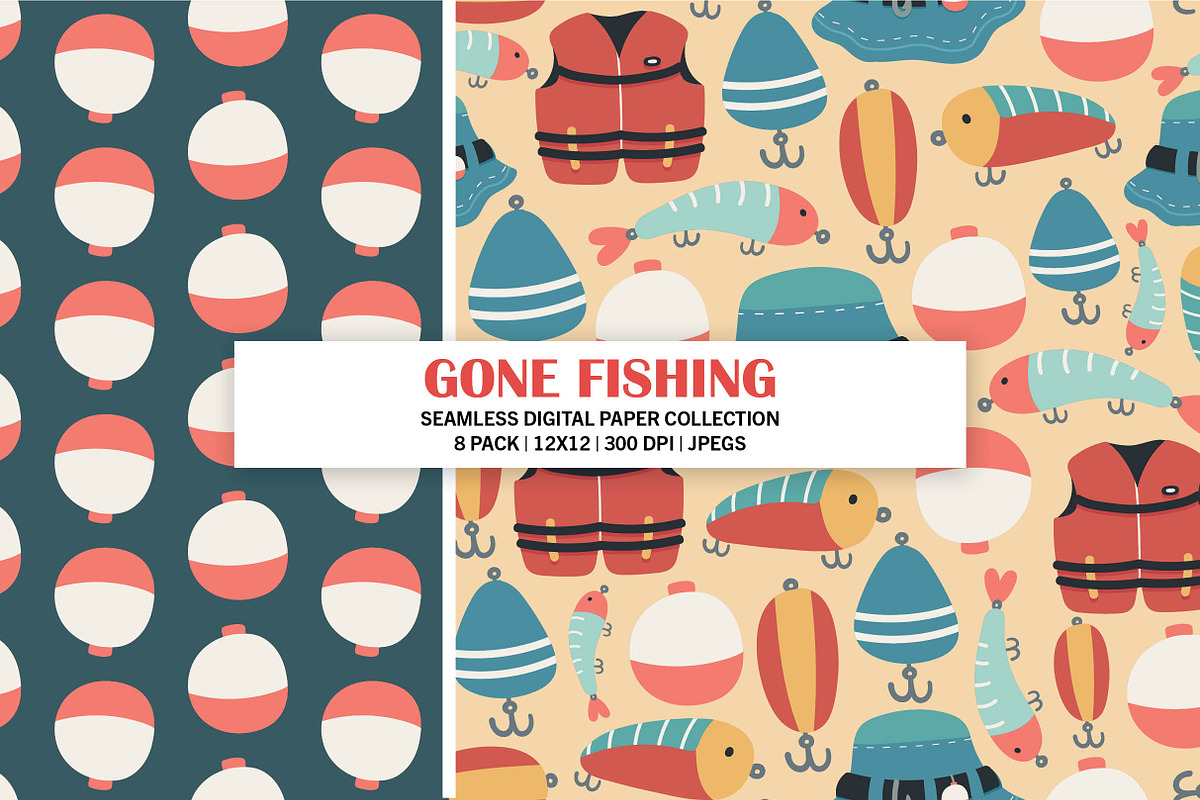 Gone Fishing Seamless Pattern Set, a Pattern Graphic by Alanna Messina Design Co (Photo 4 of 9)