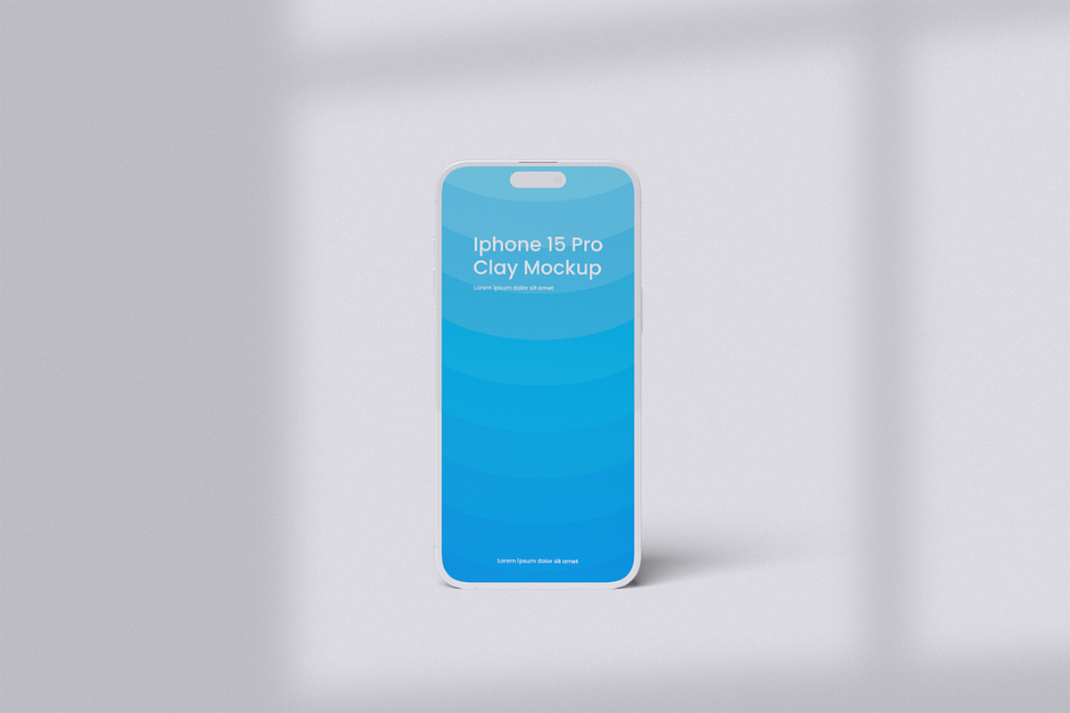 Iphone 15 Pro Clay Mockup, an iPhone Mockup by HanaSaka_Studio (Photo 2 of 5)